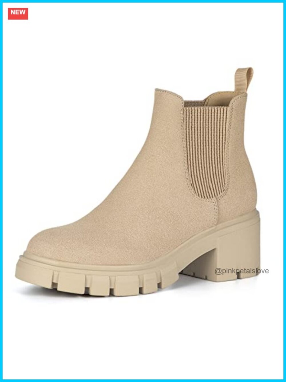 Slip On Chelsea Ankle Boots Suede Faux Leather Chunky Lug Sole
